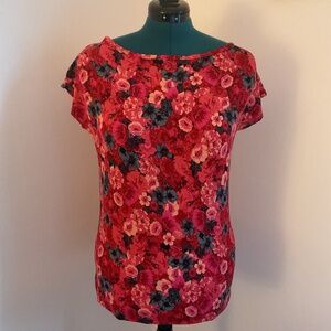 Talbots Floral Cap Sleeve Knit Top